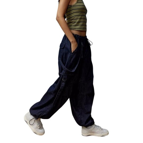 BDG  Urban Outfitters Strappy Cargo Relaxed Baggy Tech Jeans Low Rise Small - Picture 7 of 16